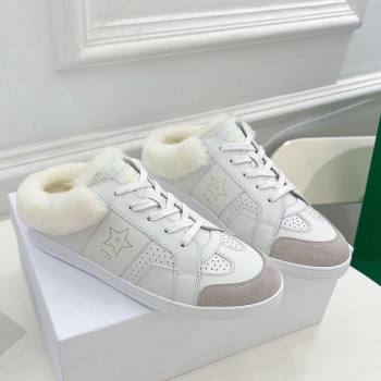 Dior Star Open Back Sneakers in White Calfskin and Shearling Wool 01 2024 (MD-241122038)