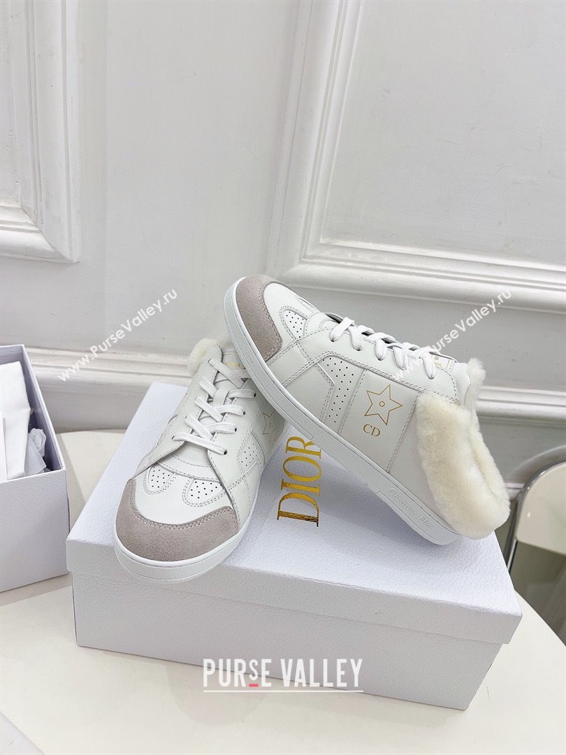 Dior Star Open Back Sneakers in White Calfskin and Shearling Wool 01 2024 (MD-241122038)