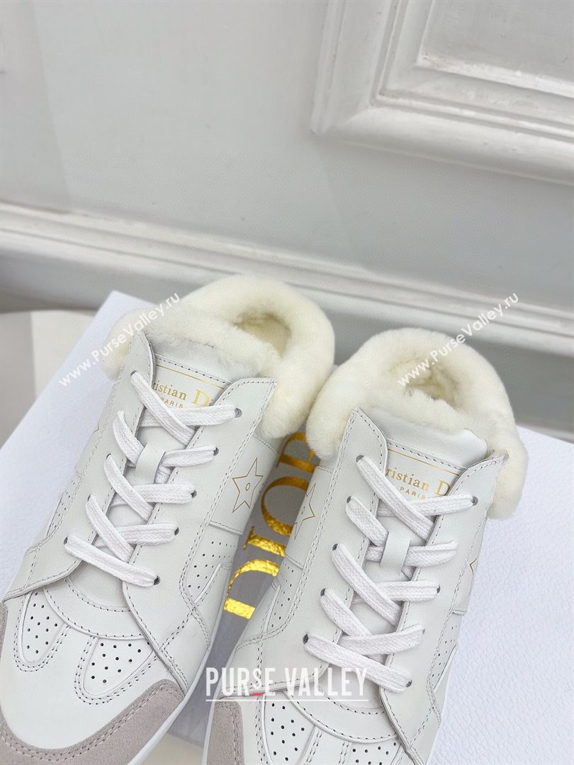 Dior Star Open Back Sneakers in White Calfskin and Shearling Wool 01 2024 (MD-241122038)