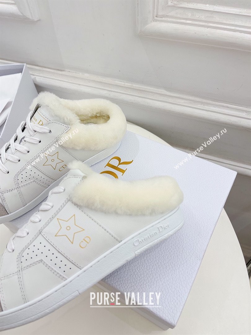 Dior Star Open Back Sneakers in White Calfskin and Shearling Wool 01 2024 (MD-241122038)