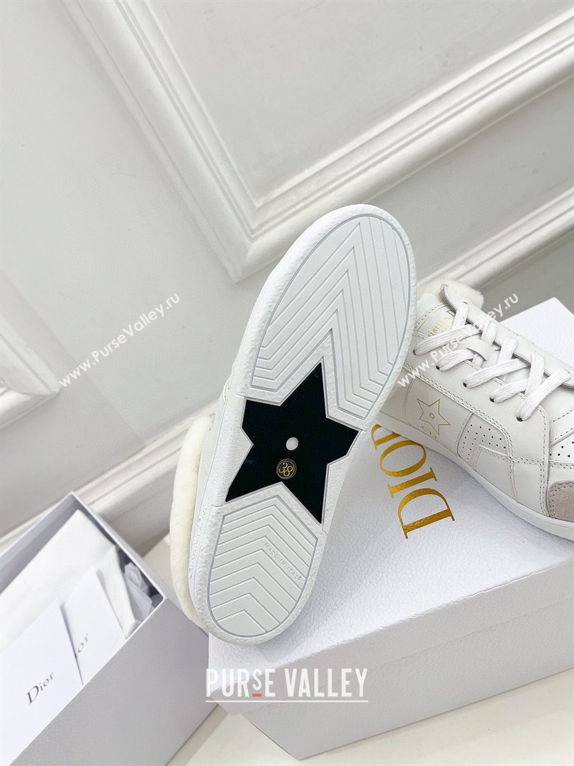 Dior Star Open Back Sneakers in White Calfskin and Shearling Wool 01 2024 (MD-241122038)