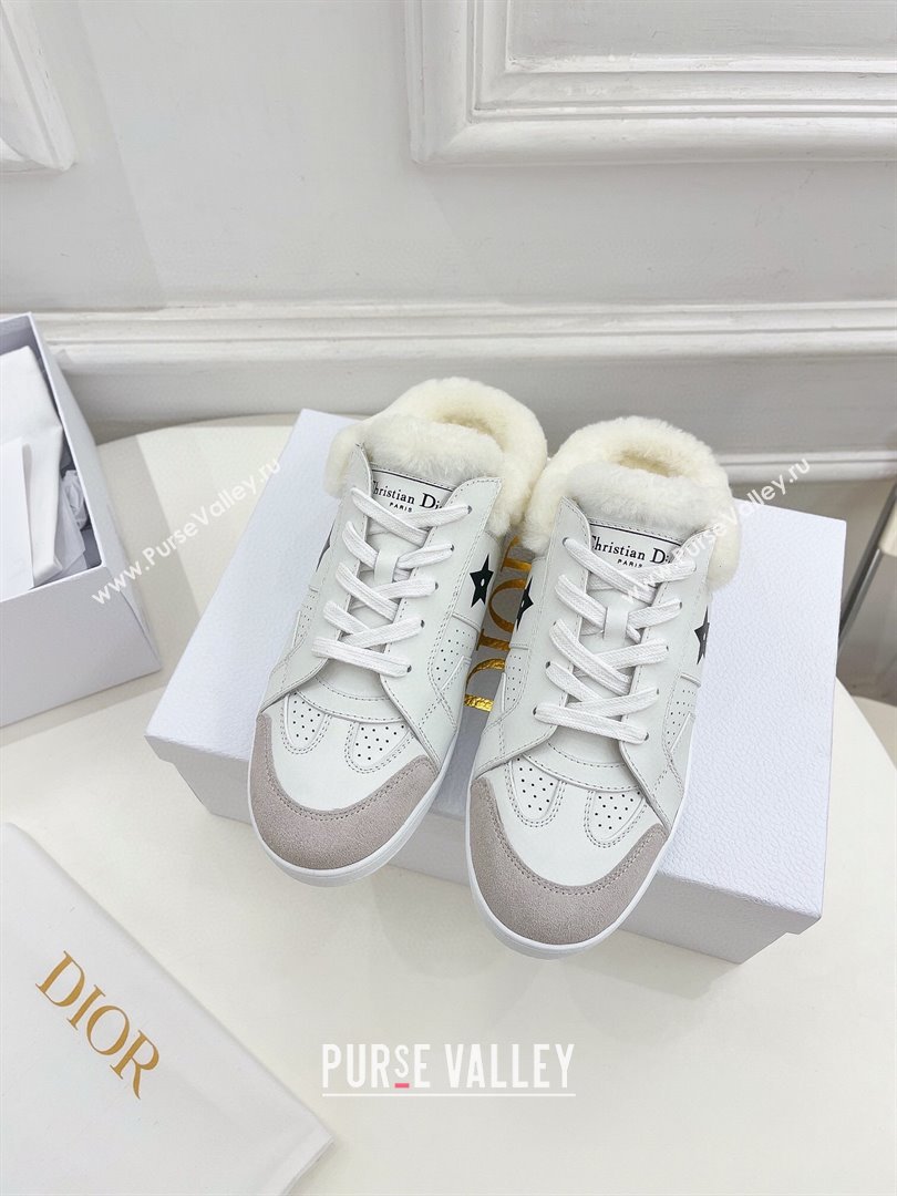 Dior Star Open Back Sneakers in White Calfskin and Shearling Wool 02 2024 (MD-241122039)