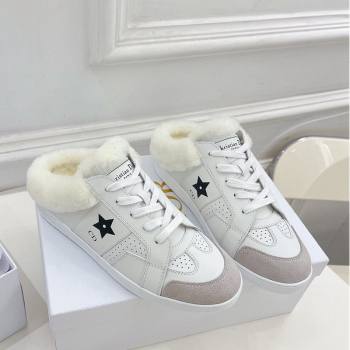 Dior Star Open Back Sneakers in White Calfskin and Shearling Wool 02 2024 (MD-241122039)