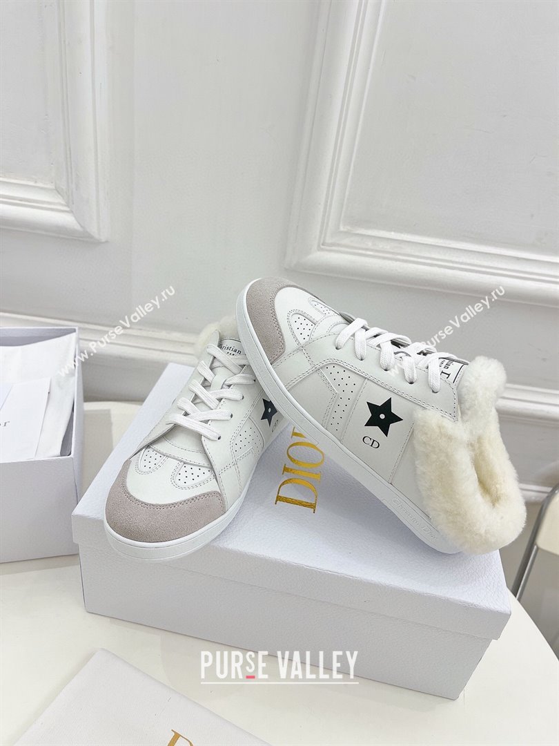 Dior Star Open Back Sneakers in White Calfskin and Shearling Wool 02 2024 (MD-241122039)