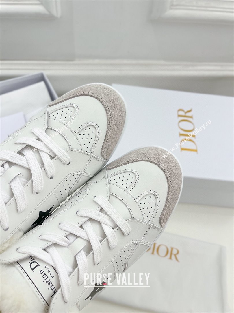 Dior Star Open Back Sneakers in White Calfskin and Shearling Wool 02 2024 (MD-241122039)