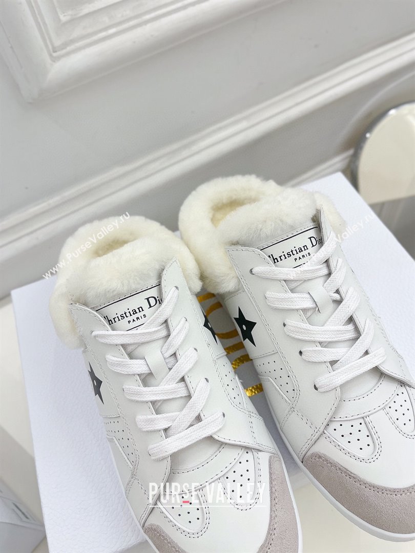 Dior Star Open Back Sneakers in White Calfskin and Shearling Wool 02 2024 (MD-241122039)