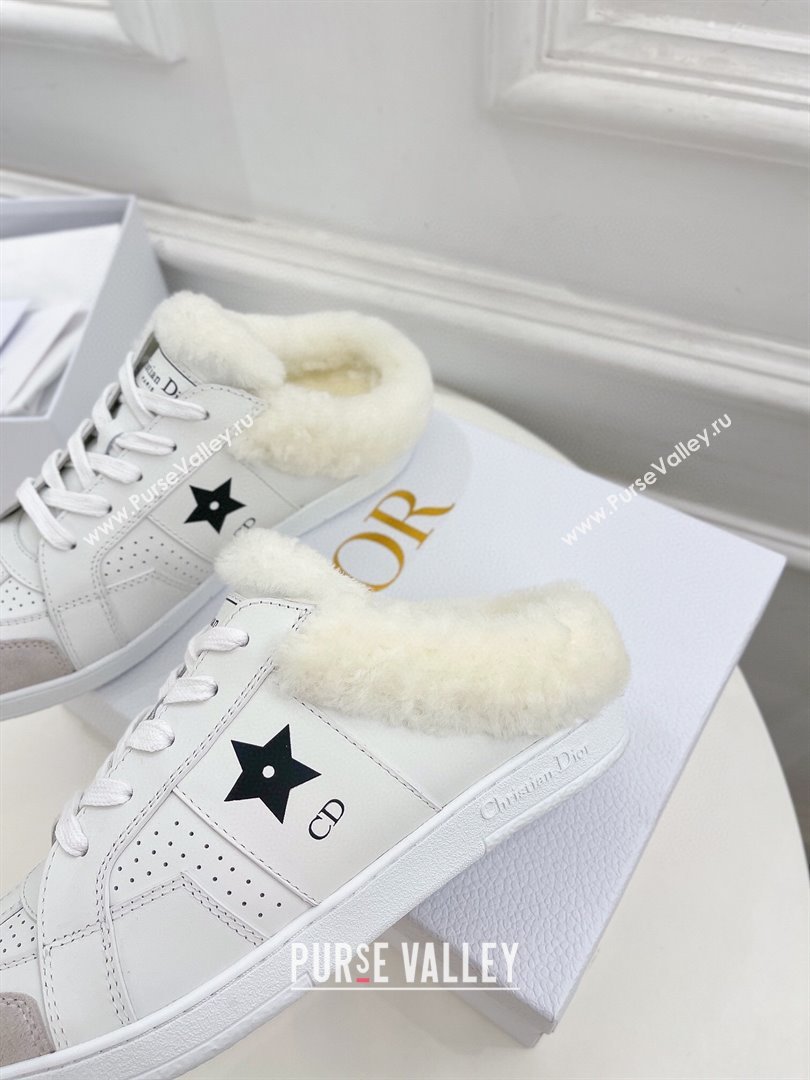 Dior Star Open Back Sneakers in White Calfskin and Shearling Wool 02 2024 (MD-241122039)