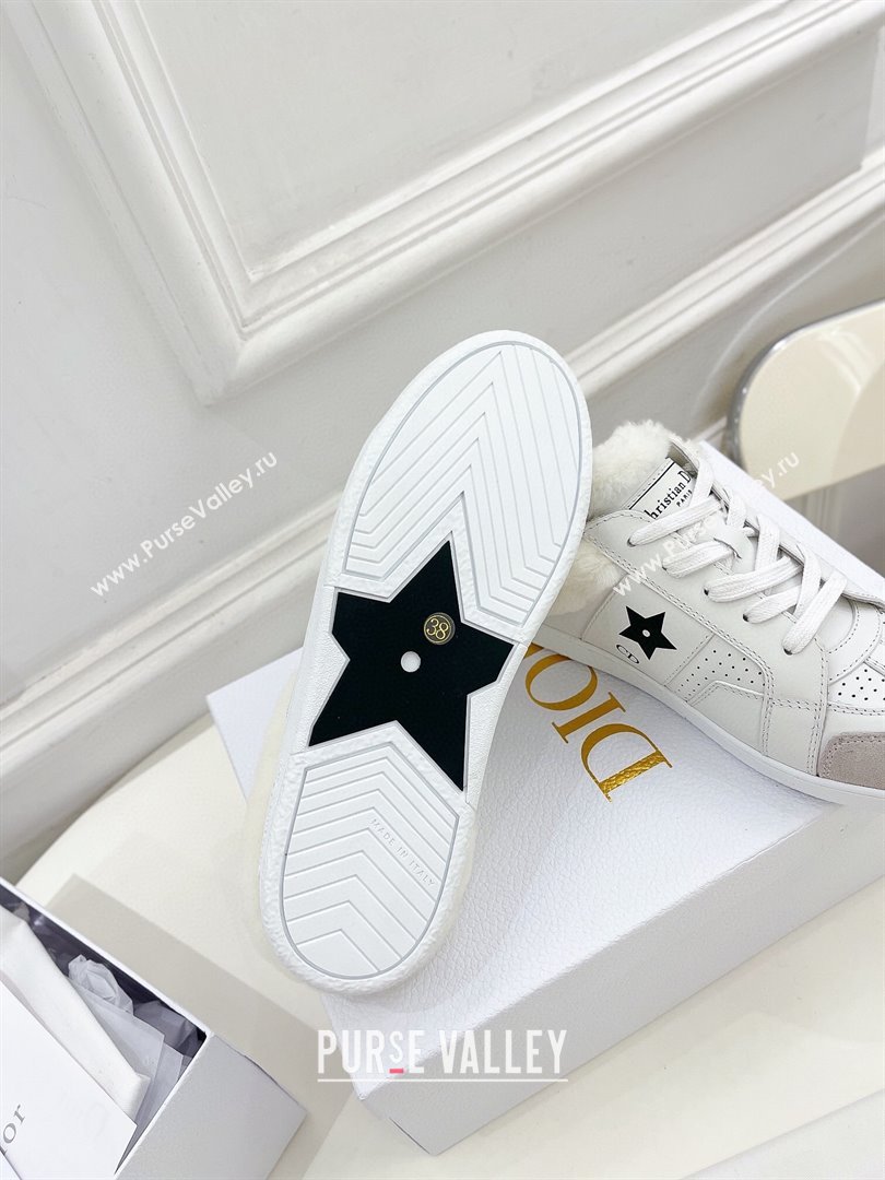 Dior Star Open Back Sneakers in White Calfskin and Shearling Wool 02 2024 (MD-241122039)