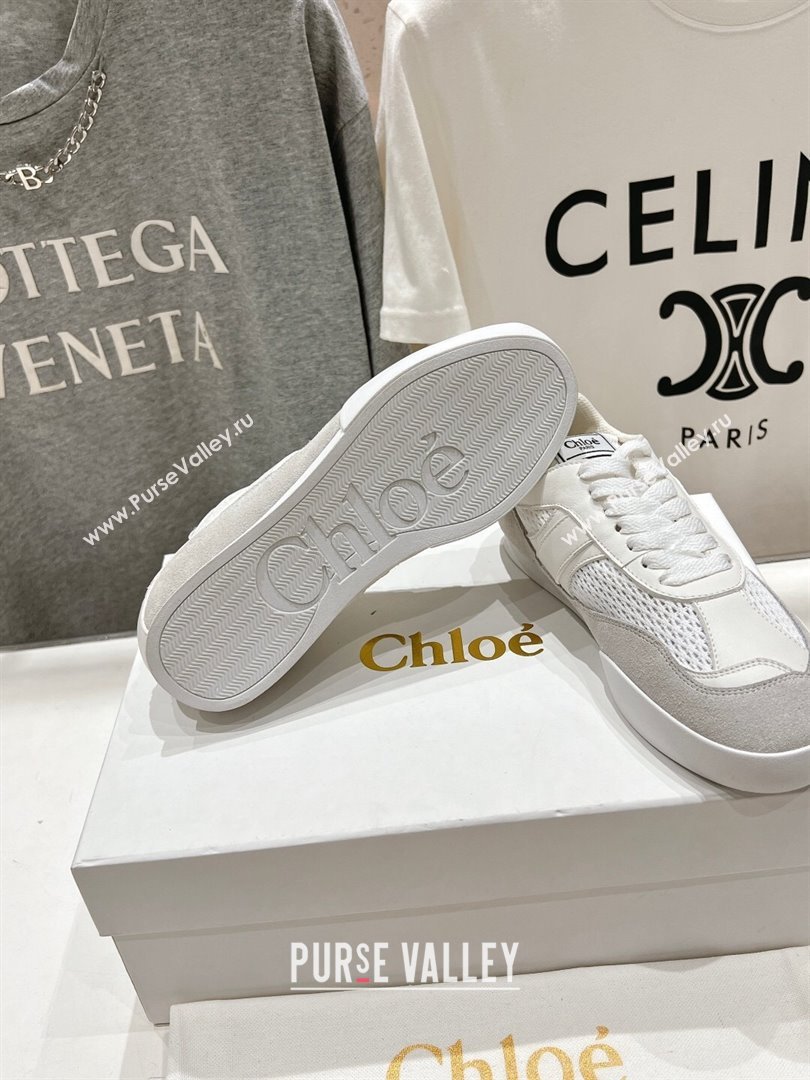 Chloe Kick Sneakers in Mesh, Calfskin and Suede Grey 2024 (MD-241122090)