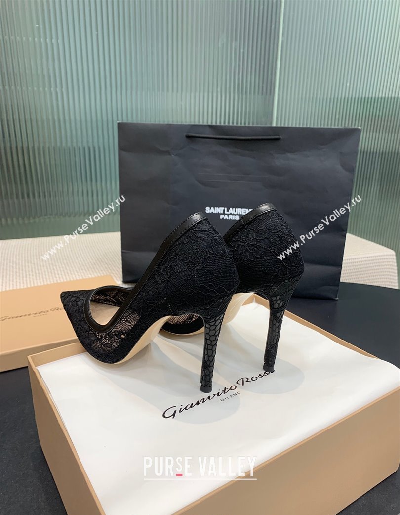 Gianvito Rossi Claudia Pumps 10.5cm in Lace mesh Black 2025 0225 (KER-250225050)