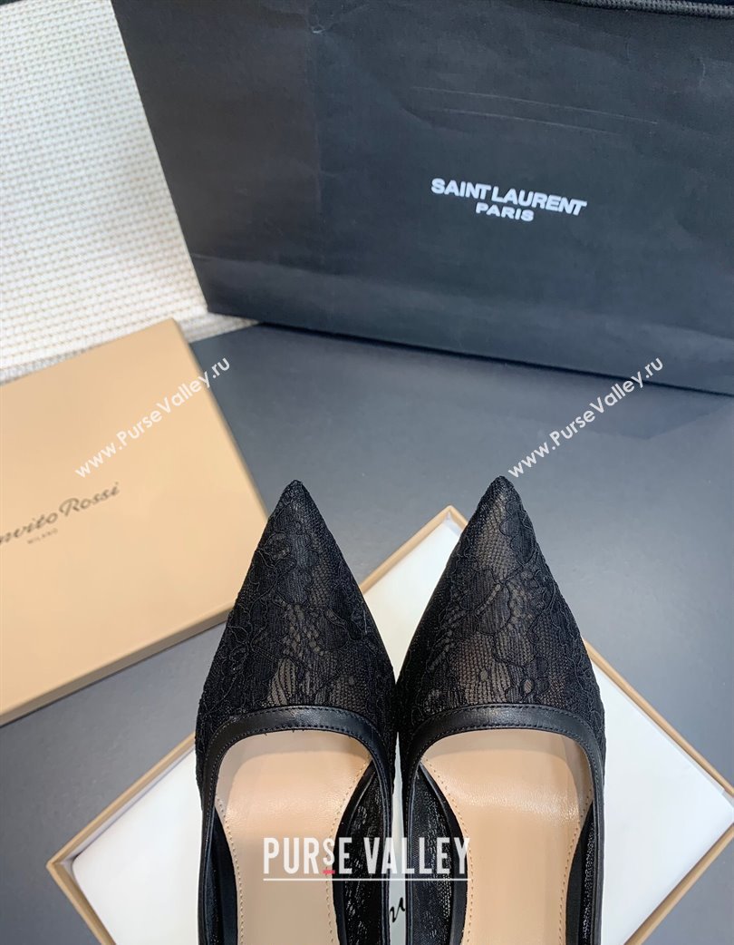 Gianvito Rossi Claudia Pumps 10.5cm in Lace mesh Black 2025 0225 (KER-250225050)