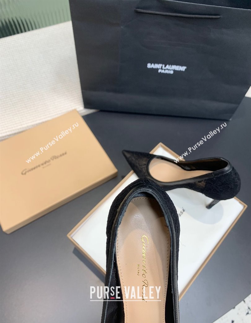 Gianvito Rossi Claudia Pumps 10.5cm in Lace mesh Black 2025 0225 (KER-250225050)