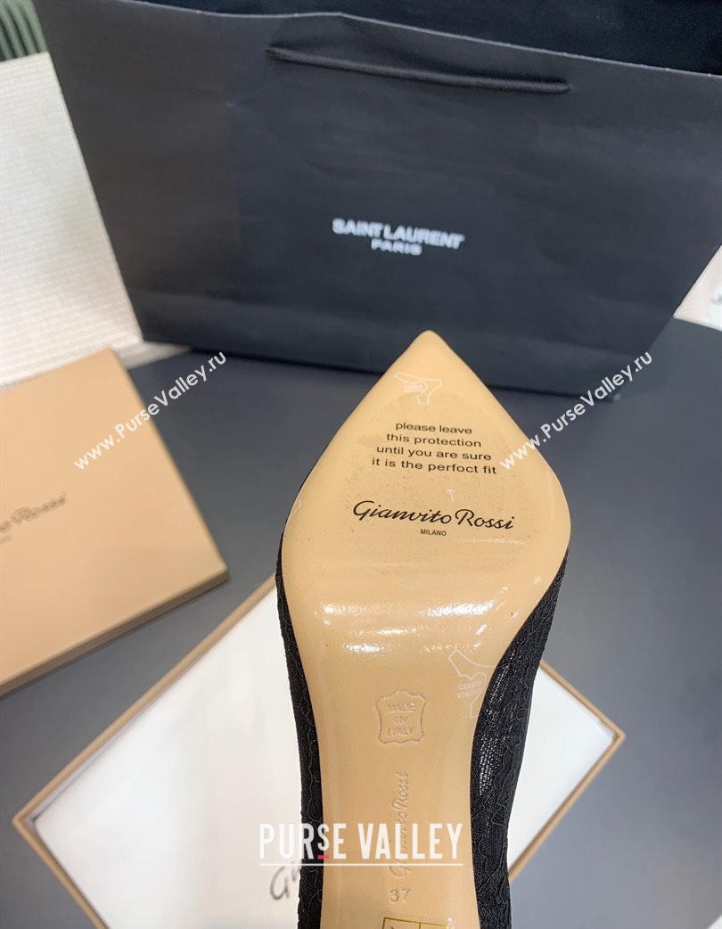 Gianvito Rossi Claudia Pumps 10.5cm in Lace mesh Black 2025 0225 (KER-250225050)