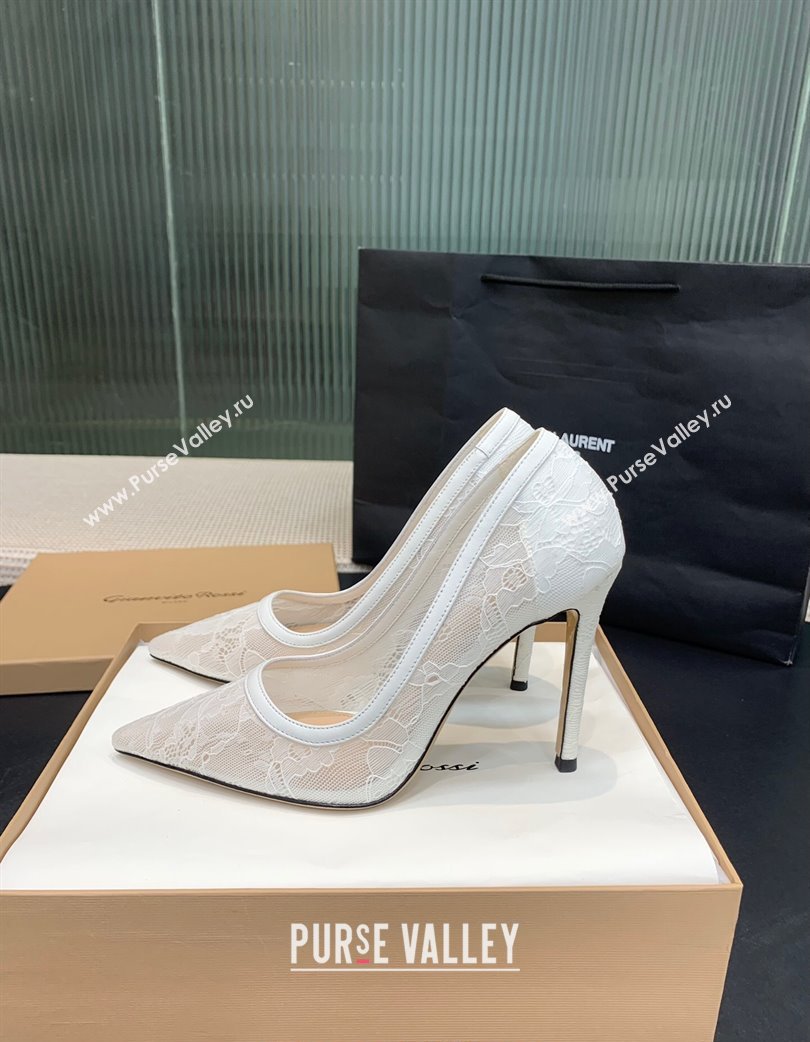 Gianvito Rossi Claudia Pumps 10.5cm in Lace mesh White 2025 0225 (KER-250225051)