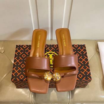 Tory Burch Leather Flat Thong Slides Sandal Brown 2025 0711 (MD-250711029)