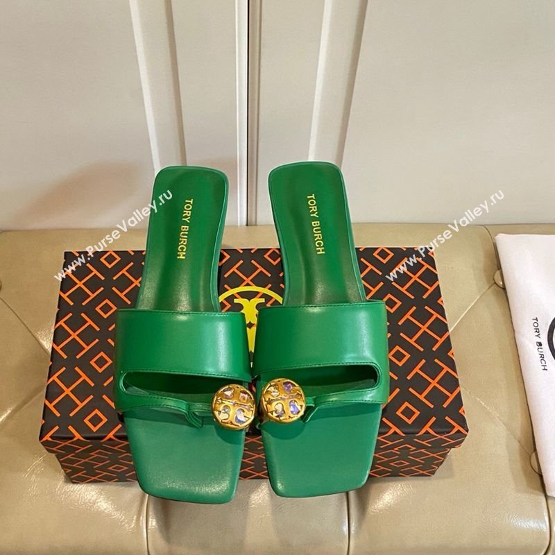 Tory Burch Leather Flat Thong Slides Sandal Green 2025 0711 (MD-250711030)
