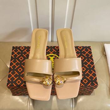 Tory Burch Leather Flat Thong Slides Sandal Beige 2025 0711 (MD-250711031)
