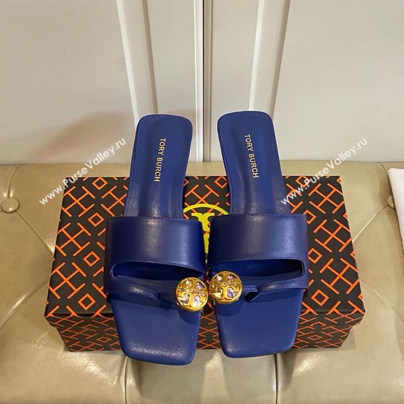 Tory Burch Leather Flat Thong Slides Sandal Blue 2025 0711 (MD-250711032)
