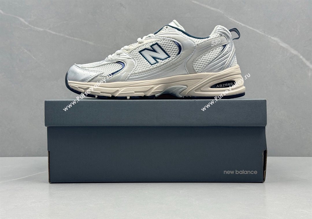 New Balance 530 Sneakers in Mesh and Leather Grey Silver 2025 0711 (13-250711018)