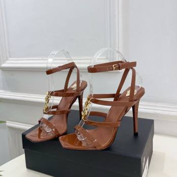 Saint Laurent Cassandra Sandals 10.5cm in Patent Leather Brown 2025 8227911 (MD-250711040)