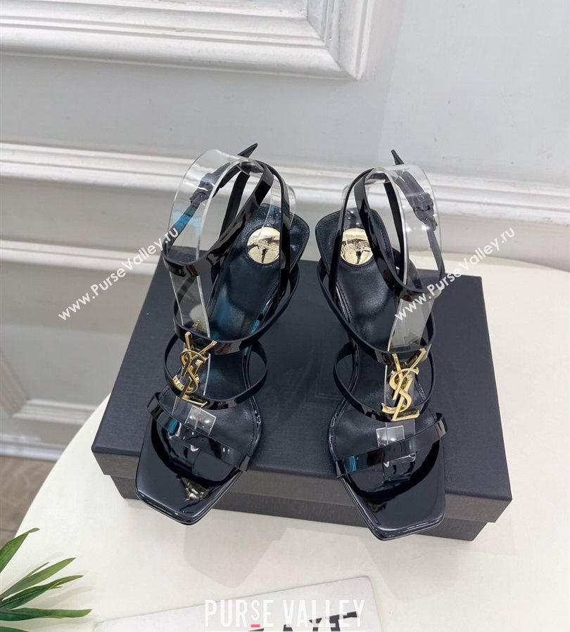 Saint Laurent Cassandra Sandals 10.5cm in Patent Leather Black 2025 8227911 (MD-250711044)