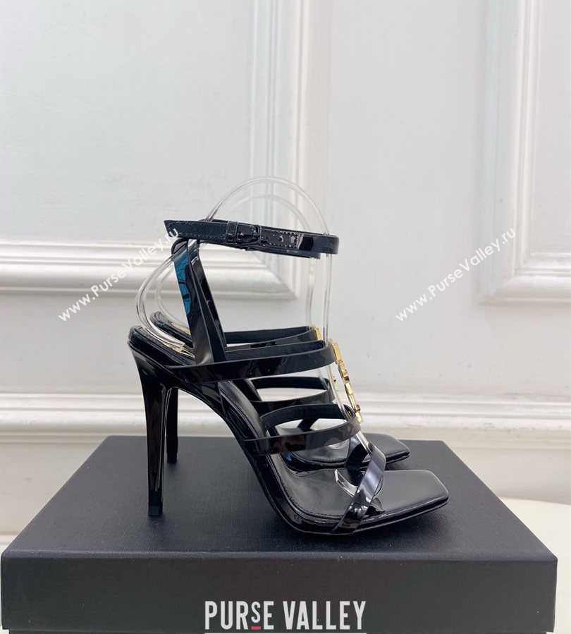 Saint Laurent Cassandra Sandals 10.5cm in Patent Leather Black 2025 8227911 (MD-250711044)