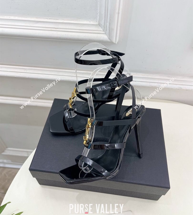 Saint Laurent Cassandra Sandals 10.5cm in Patent Leather Black 2025 8227911 (MD-250711044)