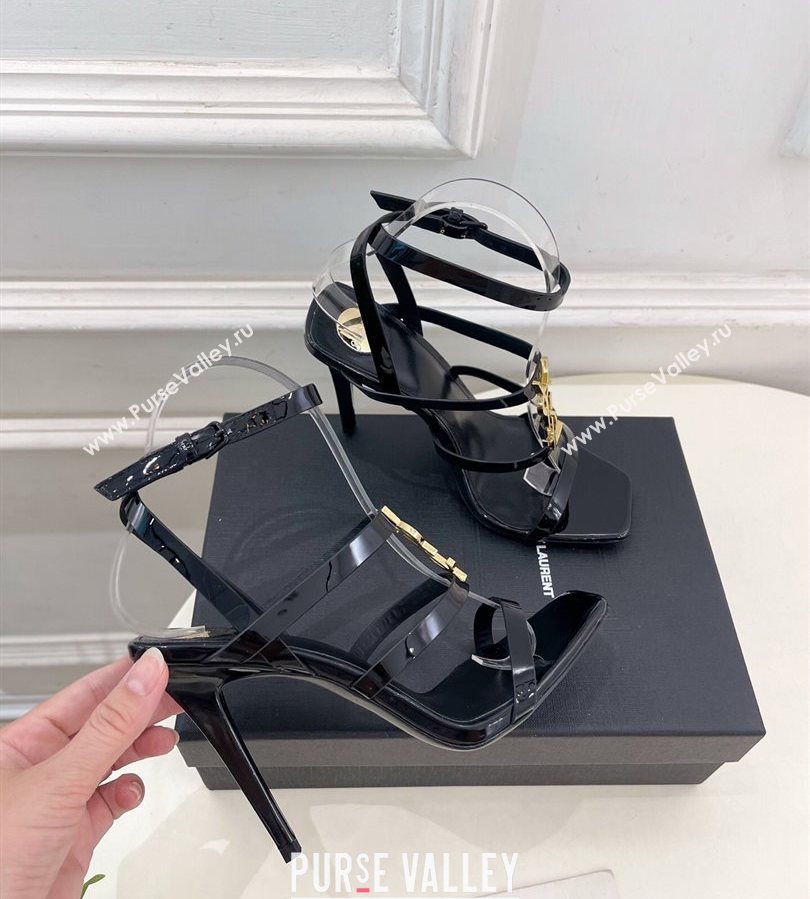 Saint Laurent Cassandra Sandals 10.5cm in Patent Leather Black 2025 8227911 (MD-250711044)