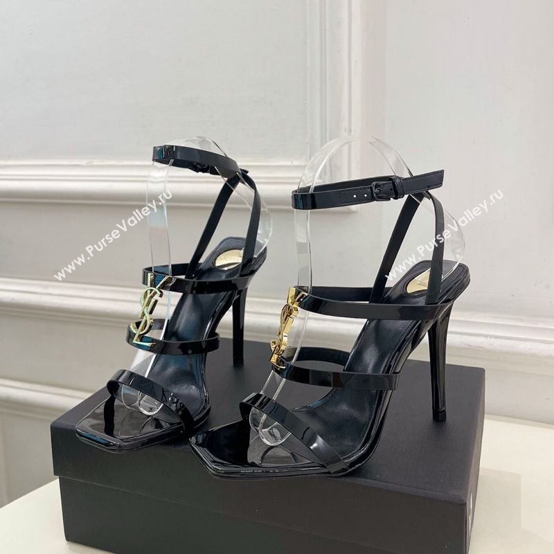 Saint Laurent Cassandra Sandals 10.5cm in Patent Leather Black 2025 8227911 (MD-250711044)