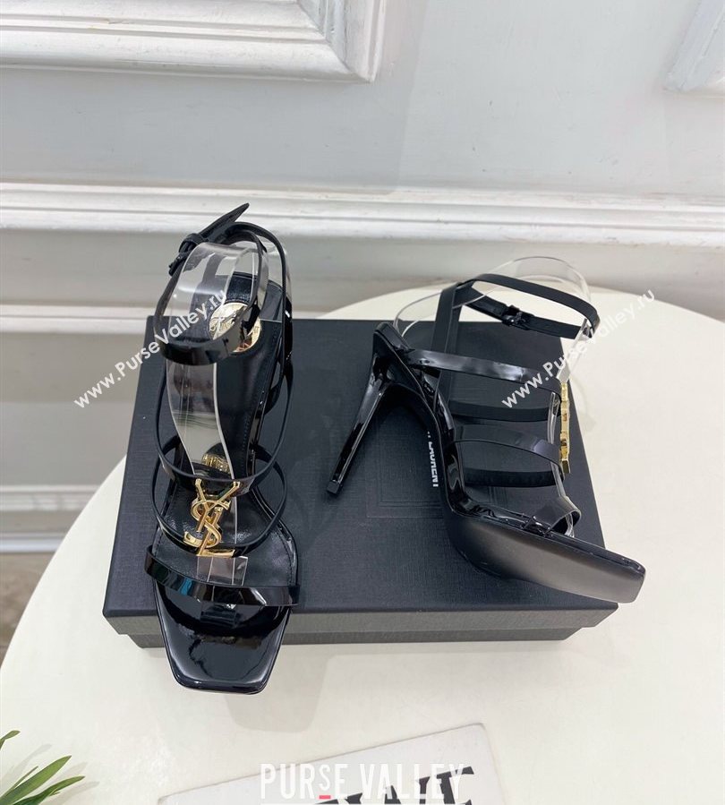 Saint Laurent Cassandra Sandals 10.5cm in Patent Leather Black 2025 8227911 (MD-250711044)