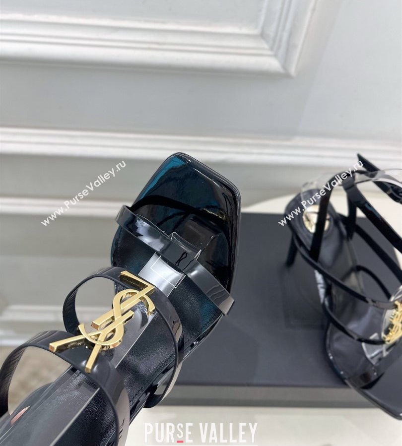 Saint Laurent Cassandra Sandals 10.5cm in Patent Leather Black 2025 8227911 (MD-250711044)