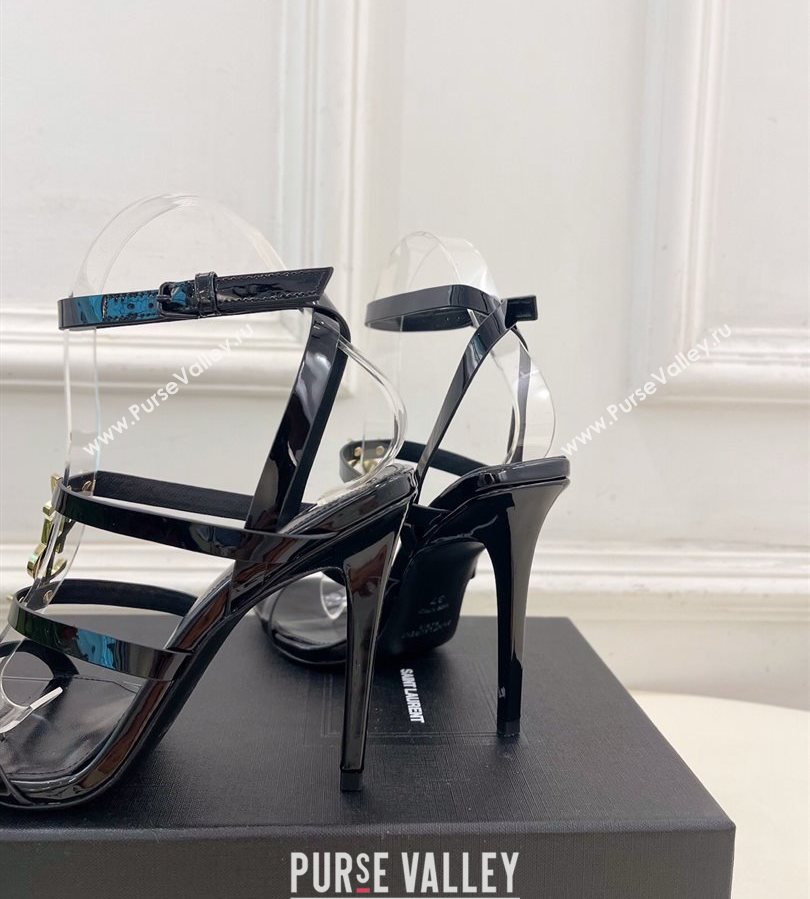 Saint Laurent Cassandra Sandals 10.5cm in Patent Leather Black 2025 8227911 (MD-250711044)