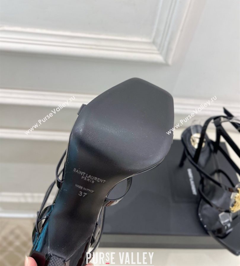 Saint Laurent Cassandra Sandals 10.5cm in Patent Leather Black 2025 8227911 (MD-250711044)