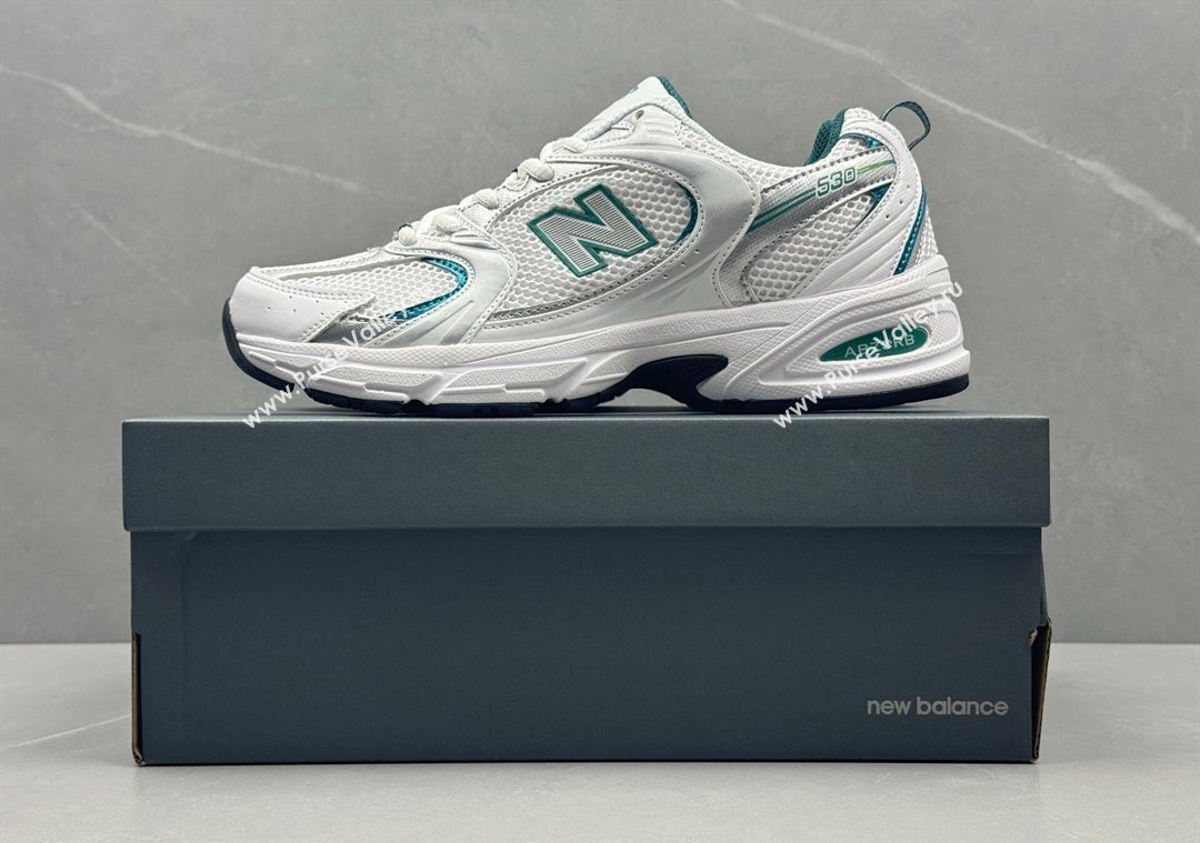 New Balance 530 Sneakers in Mesh and Leather White/Green 2025 0711 (13-250711022)