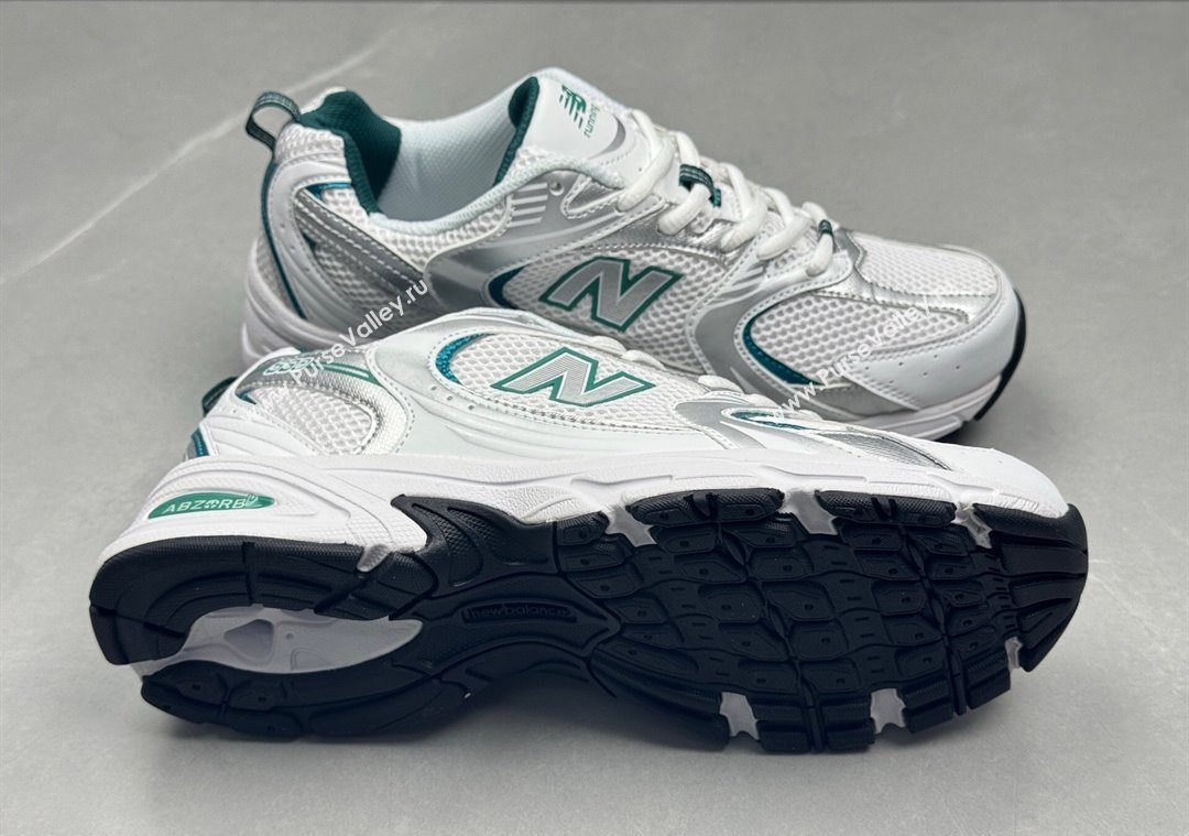 New Balance 530 Sneakers in Mesh and Leather White/Green 2025 0711 (13-250711022)