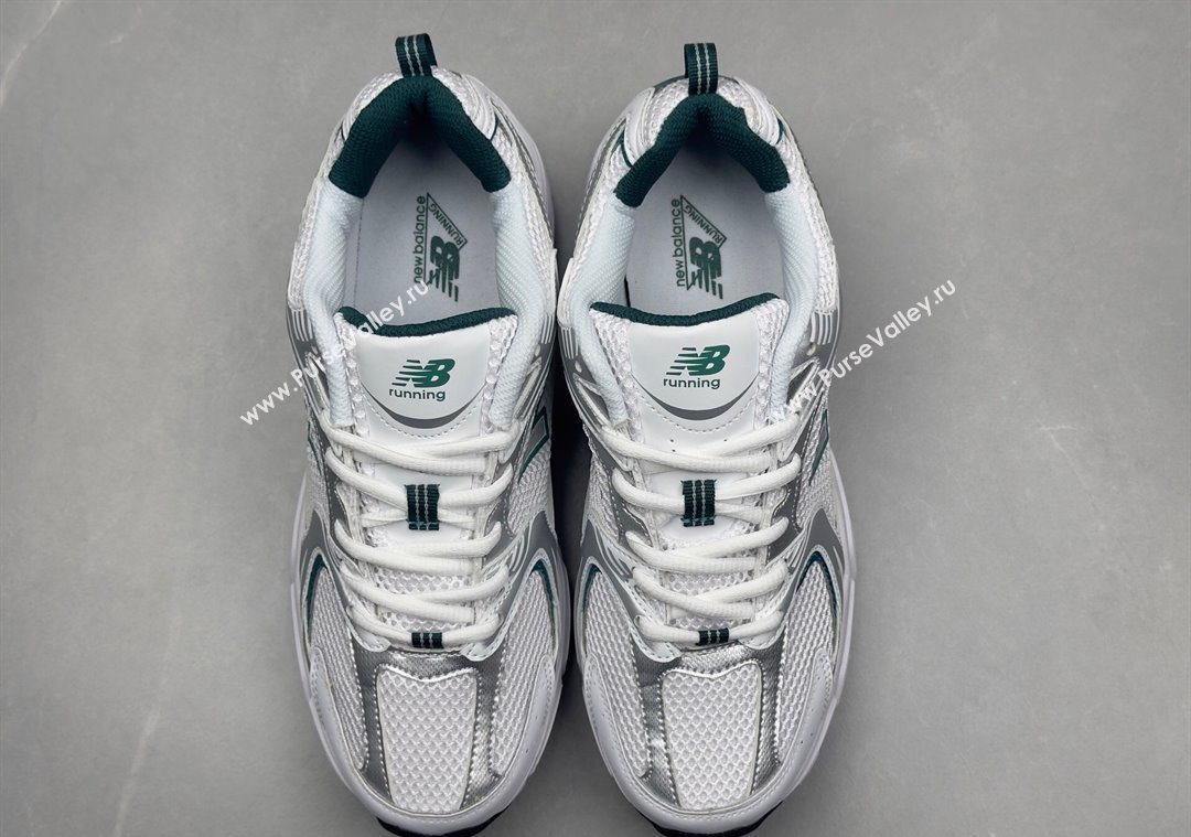 New Balance 530 Sneakers in Mesh and Leather White/Green 2025 0711 (13-250711022)