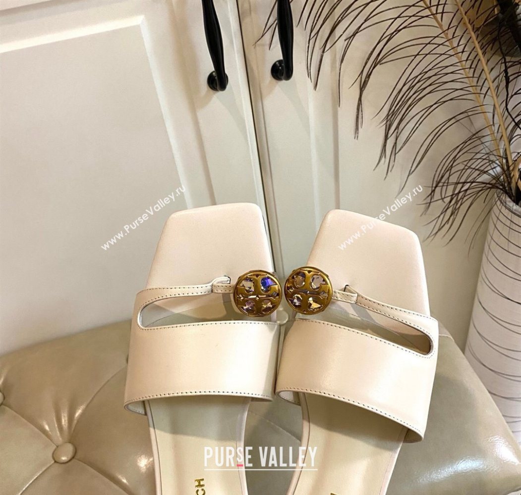 Tory Burch Leather Flat Thong Slides Sandal White 2025 0711 (MD-250711026)