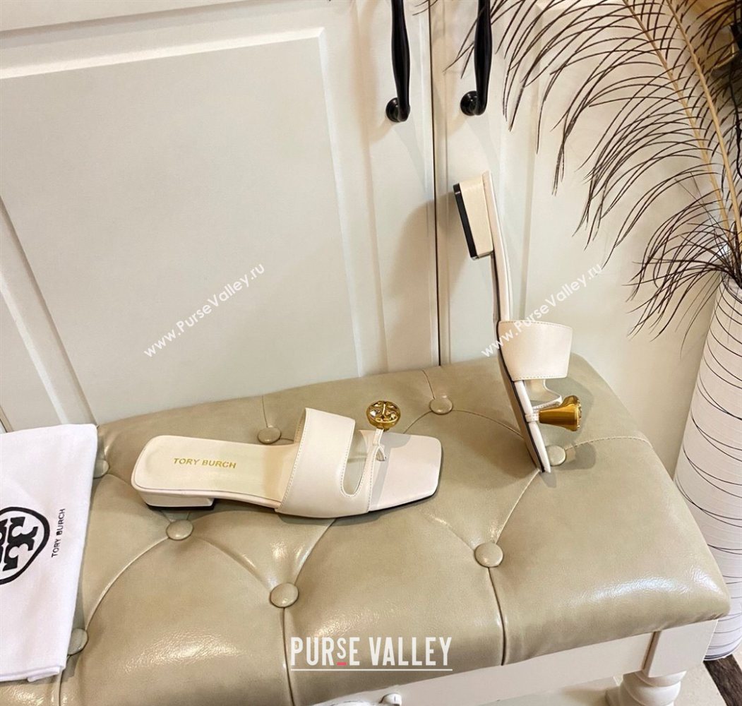 Tory Burch Leather Flat Thong Slides Sandal White 2025 0711 (MD-250711026)