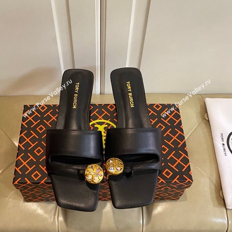 Tory Burch Leather Flat Thong Slides Sandal Black 2025 0711 (MD-250711027)