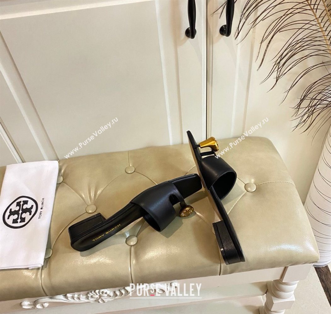 Tory Burch Leather Flat Thong Slides Sandal Black 2025 0711 (MD-250711027)