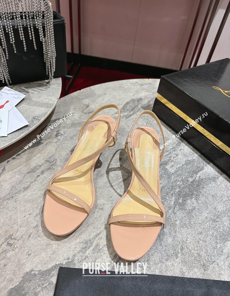 Christian Louboutin Rosalie Heel Sandals 6.5cm in Patent Leather Nude 2025 (MD-250827059)