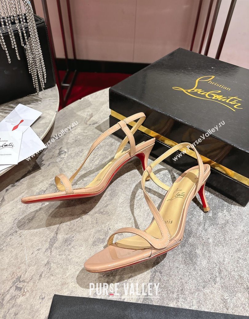 Christian Louboutin Rosalie Heel Sandals 6.5cm in Patent Leather Nude 2025 (MD-250827059)