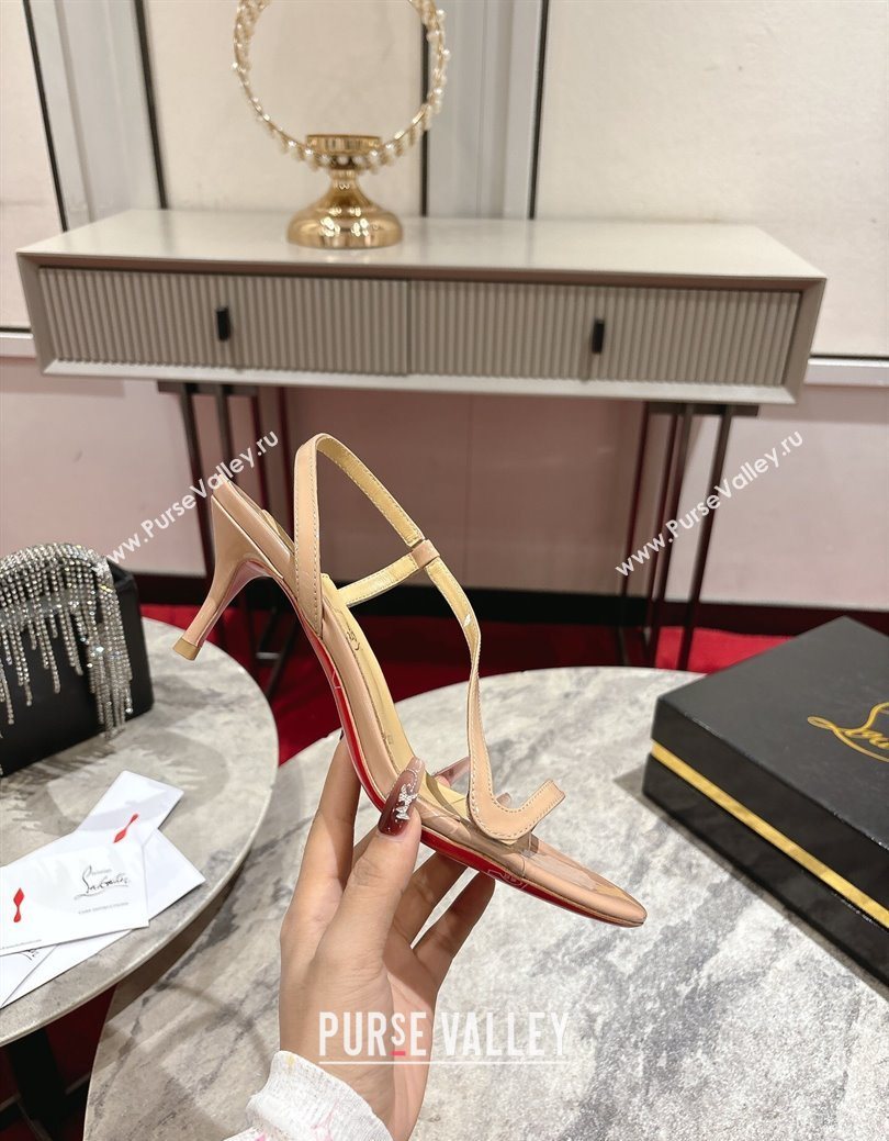 Christian Louboutin Rosalie Heel Sandals 6.5cm in Patent Leather Nude 2025 (MD-250827059)
