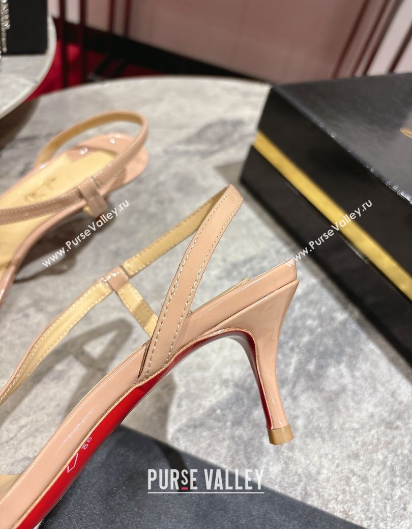 Christian Louboutin Rosalie Heel Sandals 6.5cm in Patent Leather Nude 2025 (MD-250827059)