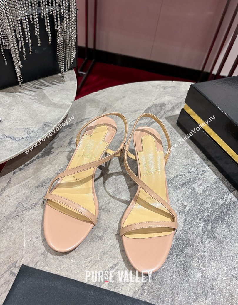 Christian Louboutin Rosalie Heel Sandals 6.5cm in Calf Leather Nude 2025 (MD-250827061)