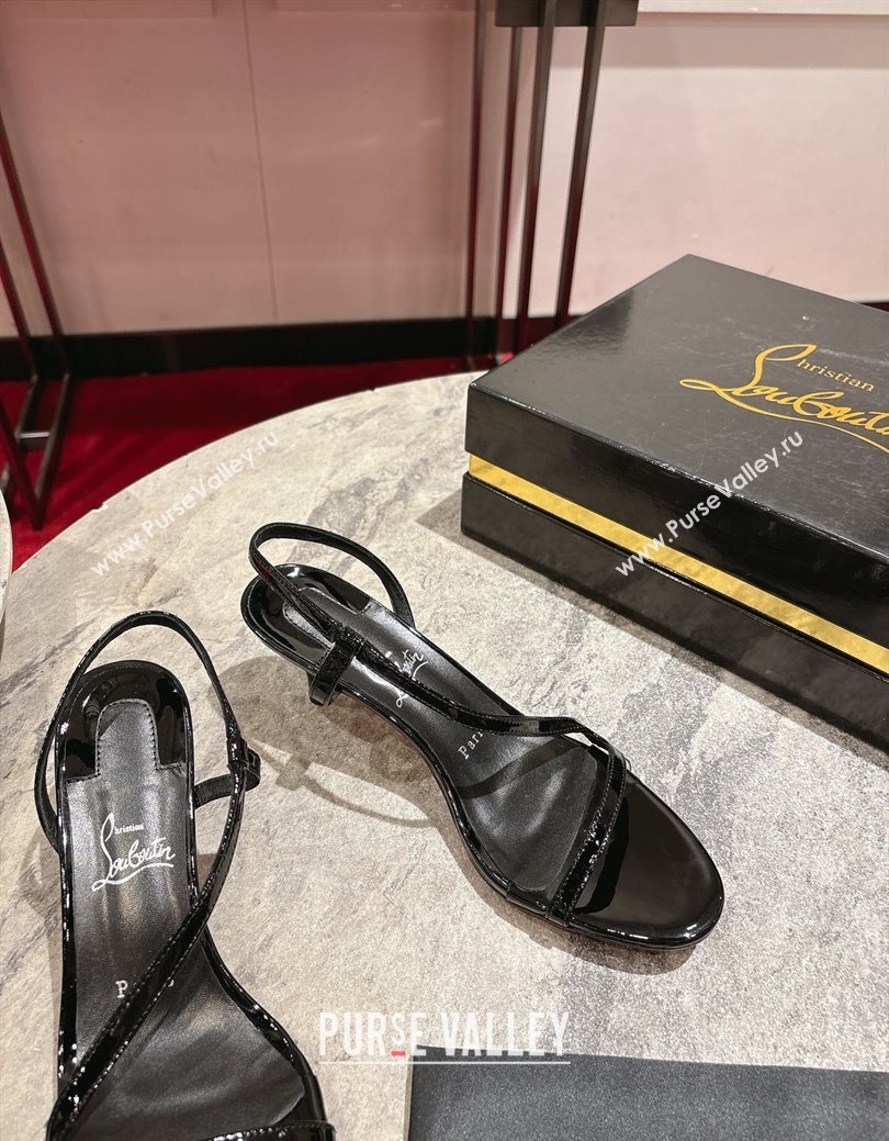 Christian Louboutin Rosalie Heel Sandals 6.5cm in Patent Leather Black 2025 (MD-250827058)