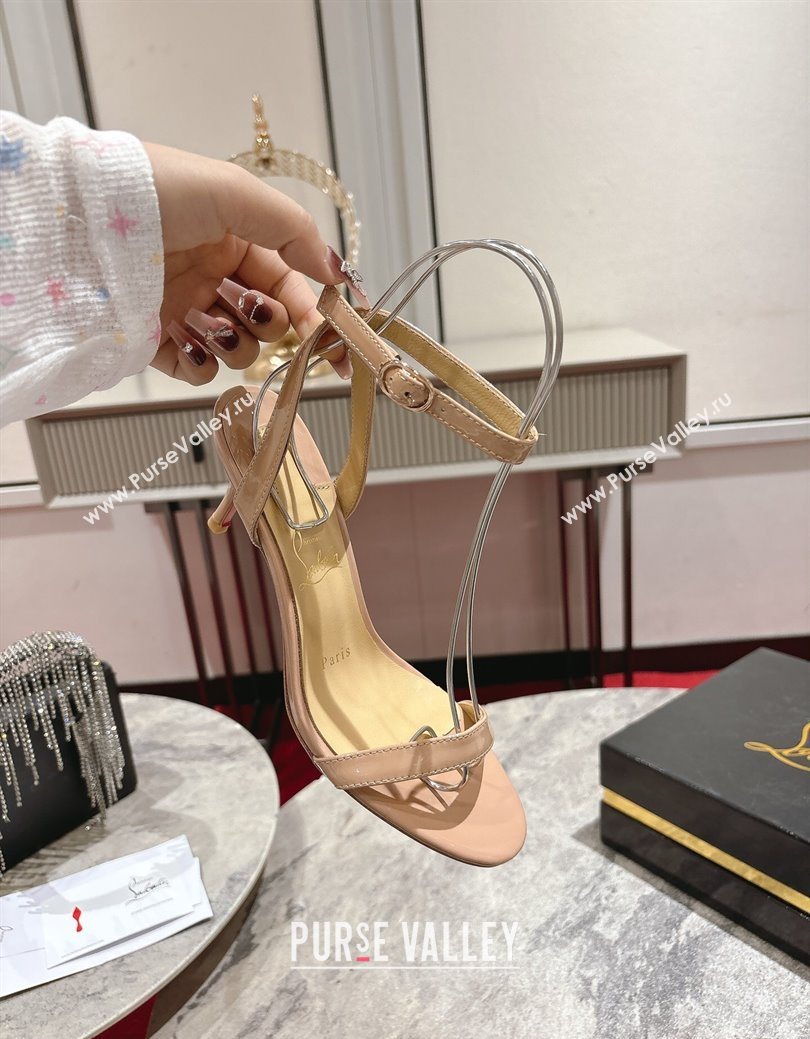 Christian Louboutin Loubigirl Heel Sandals 6.5cm in Patent Leather Nude 2025 (MD-250827065)