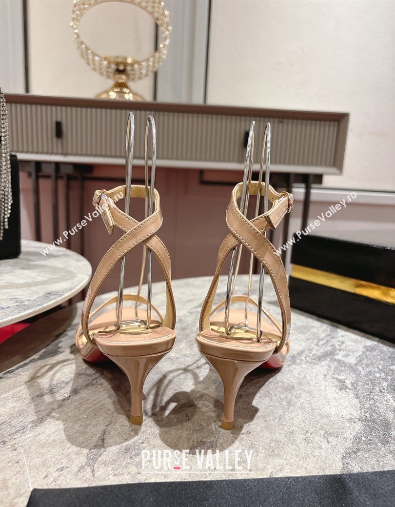 Christian Louboutin Loubigirl Heel Sandals 6.5cm in Patent Leather Nude 2025 (MD-250827065)