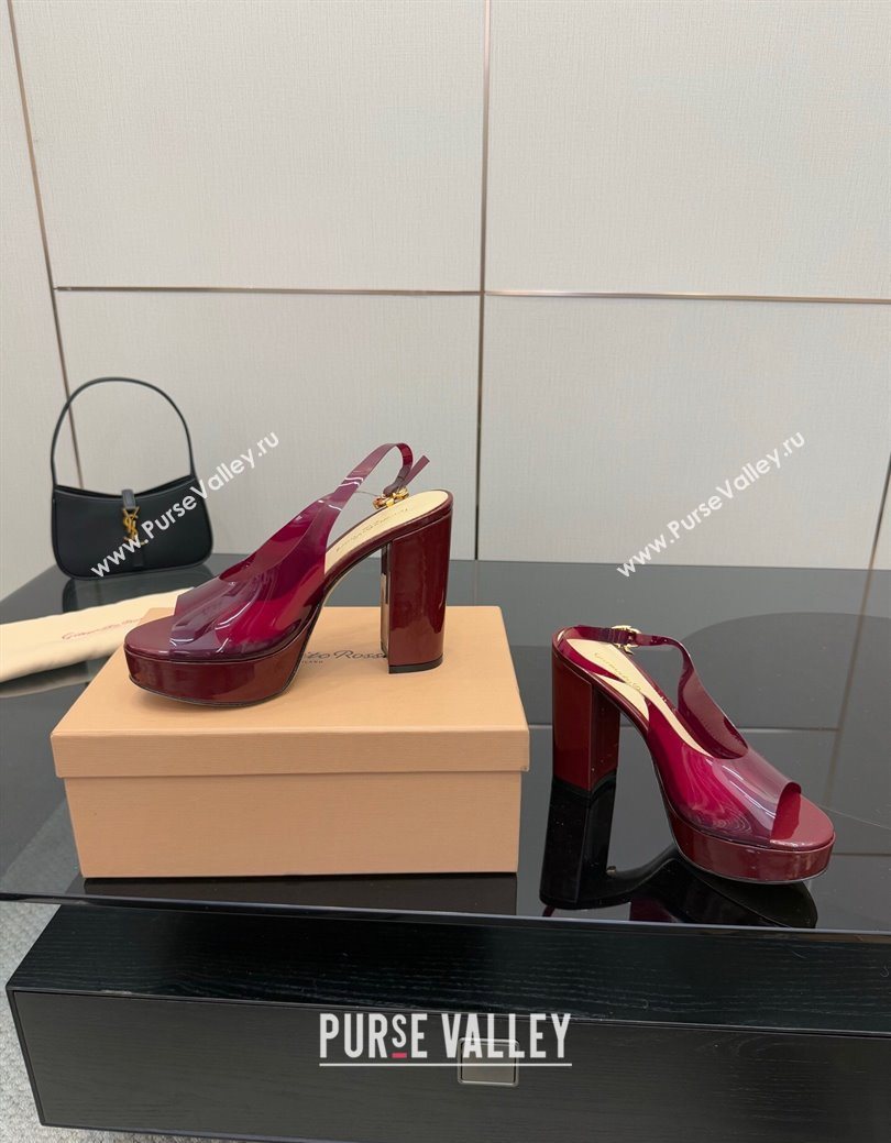 Gianvito Rossi PVC Platform Sandals 11.5cm Burgundy 2025 0827 (SYT-250827043)