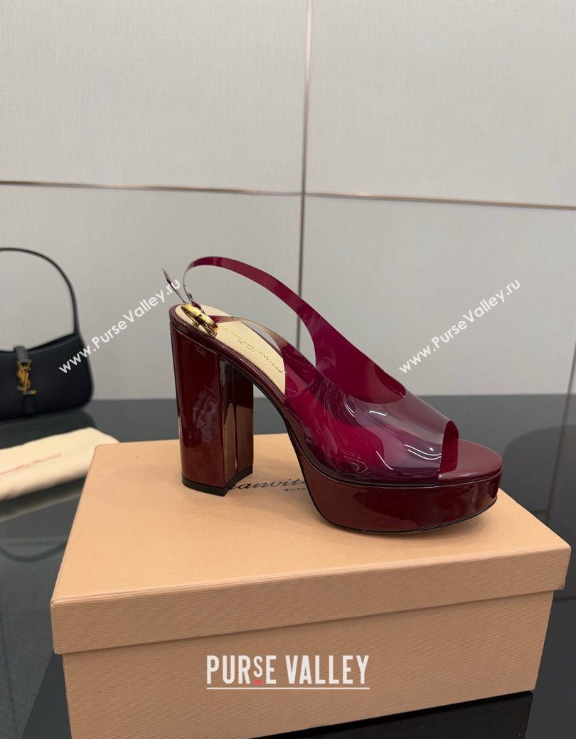 Gianvito Rossi PVC Platform Sandals 11.5cm Burgundy 2025 0827 (SYT-250827043)